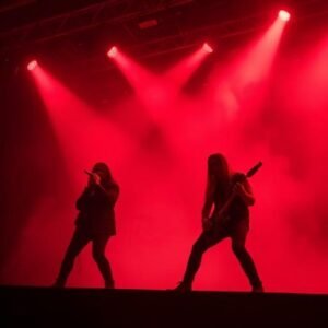 Singer and guitarist live