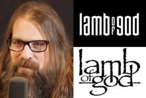 Mark Morton with Lamb of God band logos