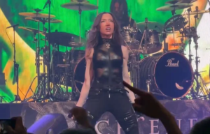 Arch Enemy singer Alissa White-Gluz performing live on stage