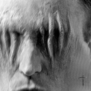 Surreal distorted human face artwork