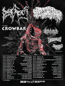 Ingested North America tour poster with red hooded figure