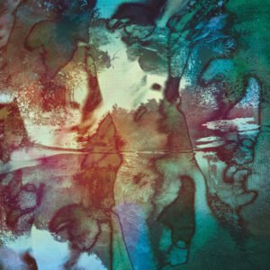 Abstract surreal landscape painting with reflections