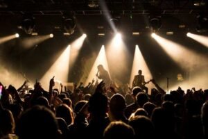 Live concert crowd with stage lights