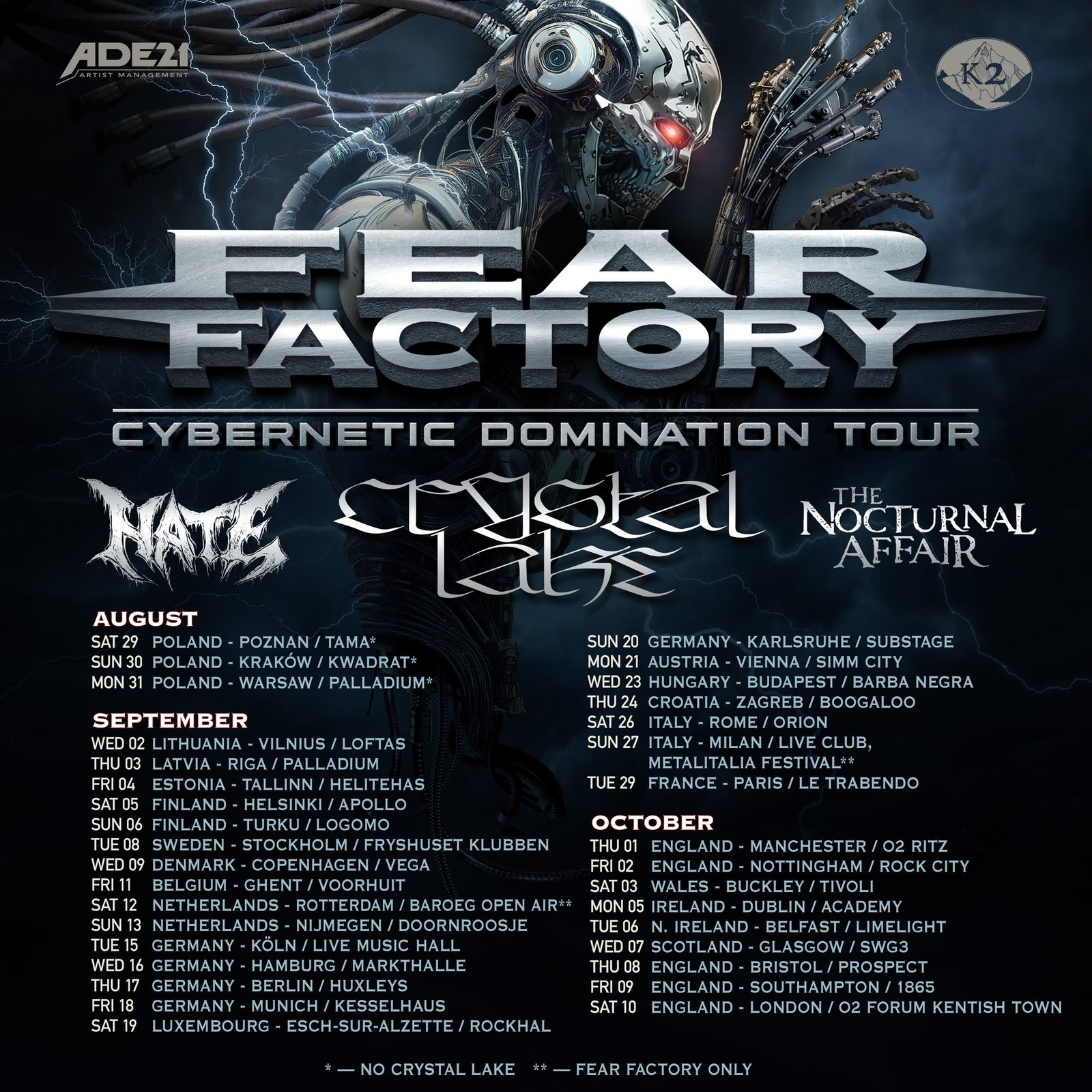 Fear Factory Cybernetic Domination Tour poster