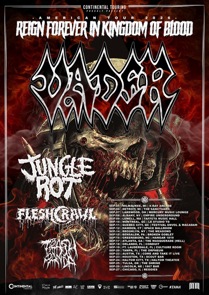 “Vader American Tour 2026 poster with skull artwork.”