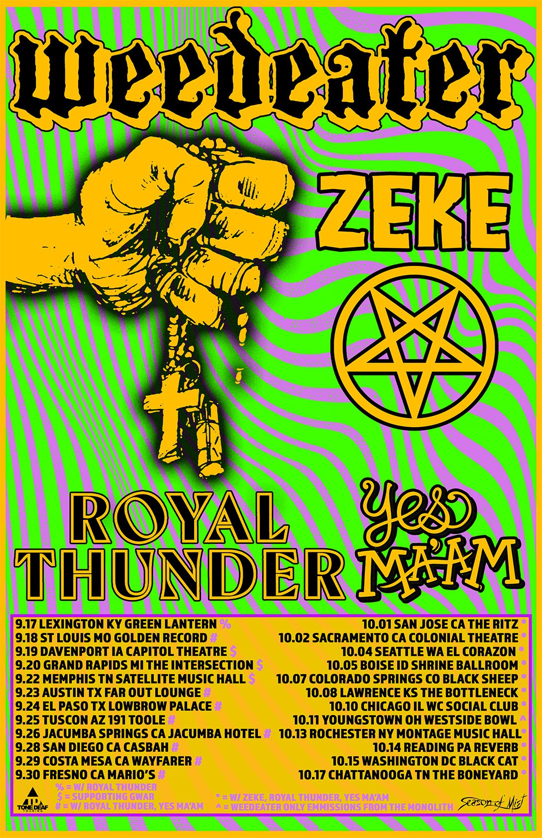 Weedeater tour poster with band lineup